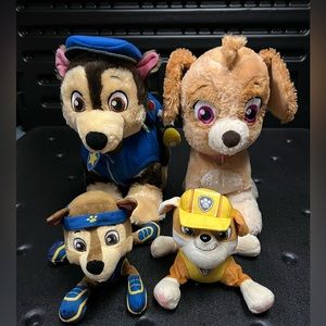 Build A Bear Paw Patrol Lot: Skye & Chase Plush And 2 Beanies Chase & Rubble